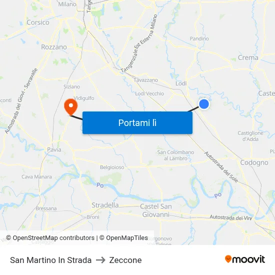 San Martino In Strada to Zeccone map
