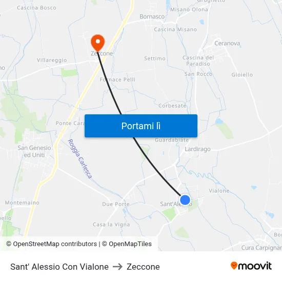 Sant' Alessio Con Vialone to Zeccone map
