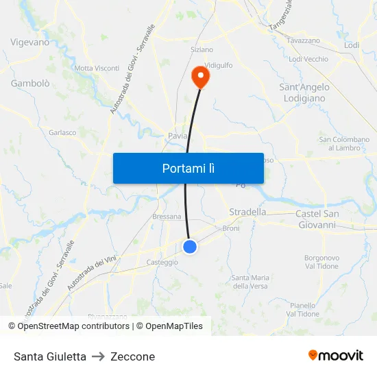 Santa Giuletta to Zeccone map