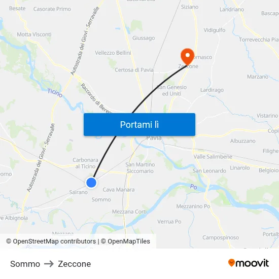 Sommo to Zeccone map
