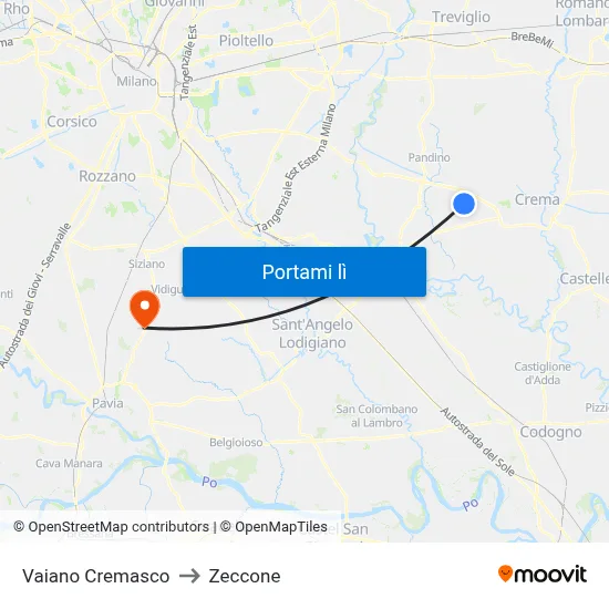 Vaiano Cremasco to Zeccone map