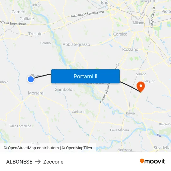 ALBONESE to Zeccone map