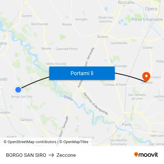 BORGO SAN SIRO to Zeccone map
