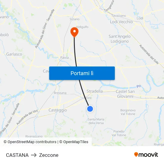 CASTANA to Zeccone map