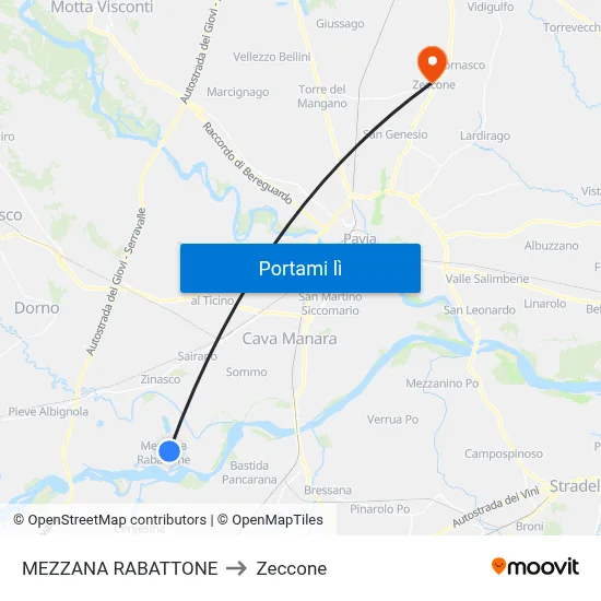 MEZZANA RABATTONE to Zeccone map