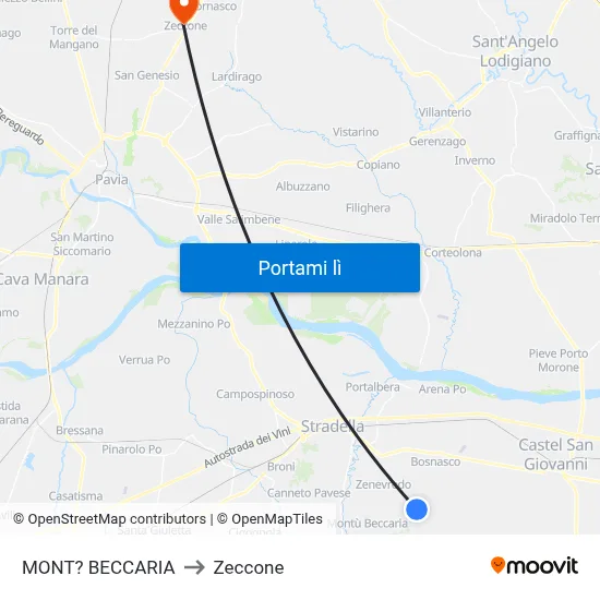 MONT? BECCARIA to Zeccone map
