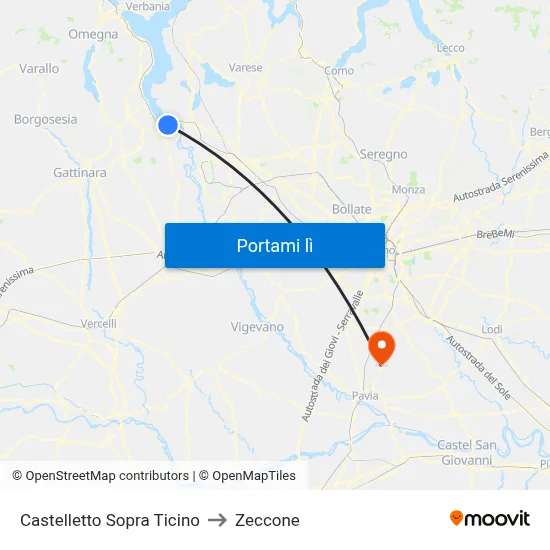 Castelletto Sopra Ticino to Zeccone map