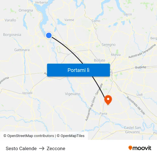 Sesto Calende to Zeccone map