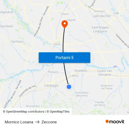 Mornico Losana to Zeccone map