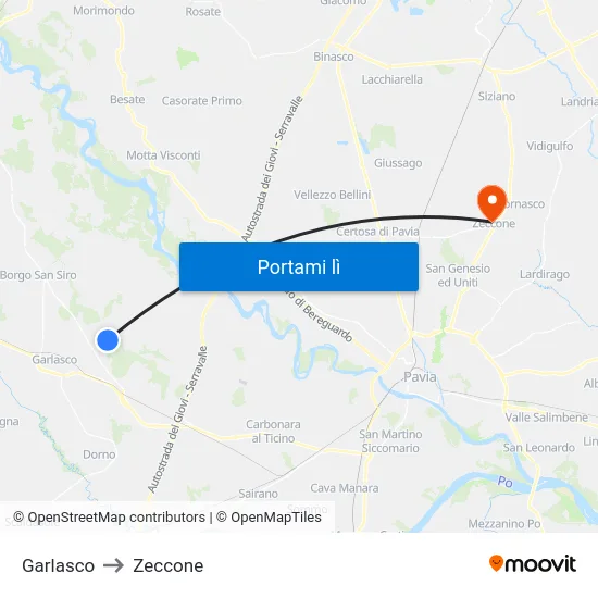 Garlasco to Zeccone map