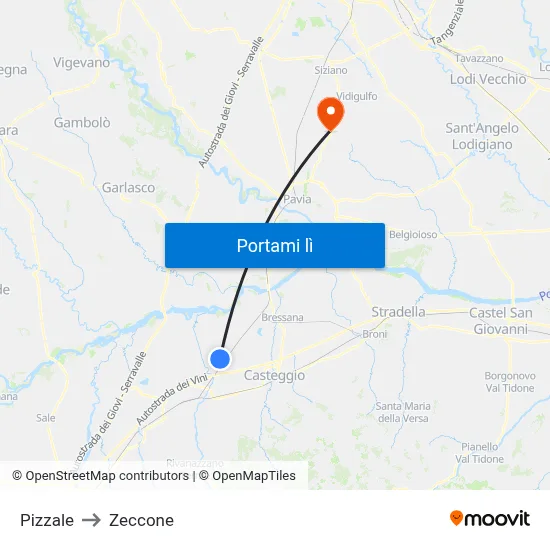 Pizzale to Zeccone map