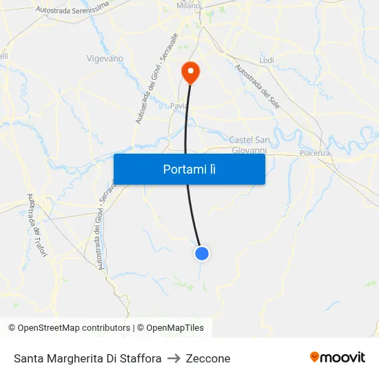 Santa Margherita Di Staffora to Zeccone map