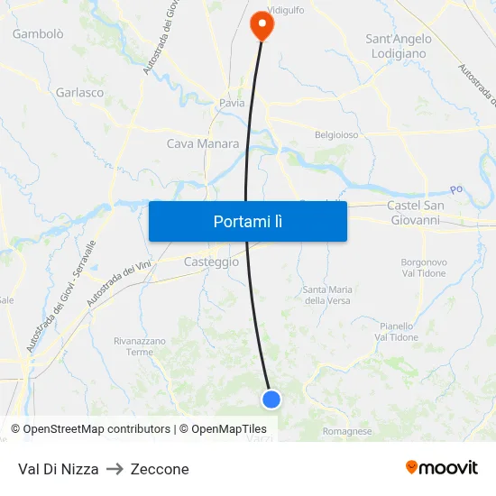 Val Di Nizza to Zeccone map