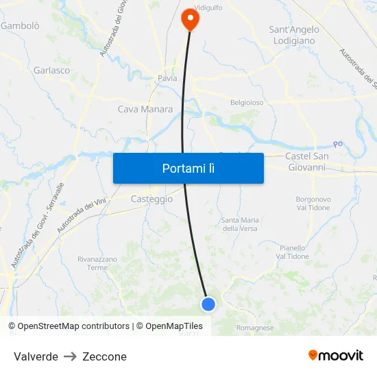 Valverde to Zeccone map