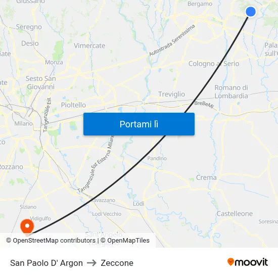 San Paolo D' Argon to Zeccone map
