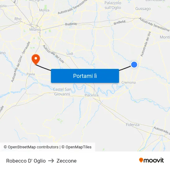 Robecco D' Oglio to Zeccone map