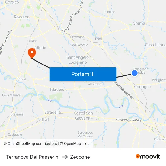 Terranova Dei Passerini to Zeccone map