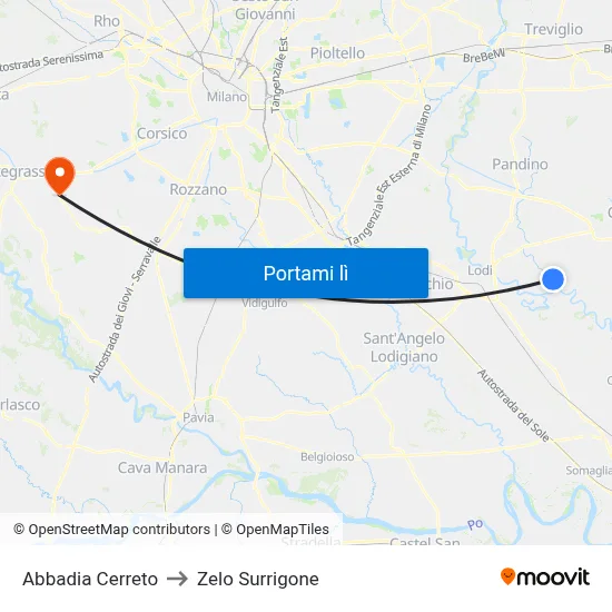 Abbadia Cerreto to Zelo Surrigone map