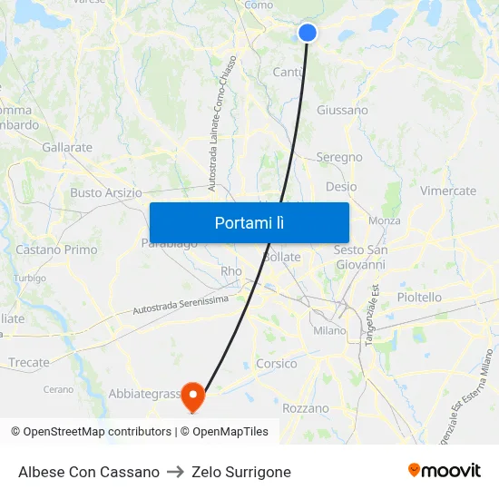 Albese Con Cassano to Zelo Surrigone map