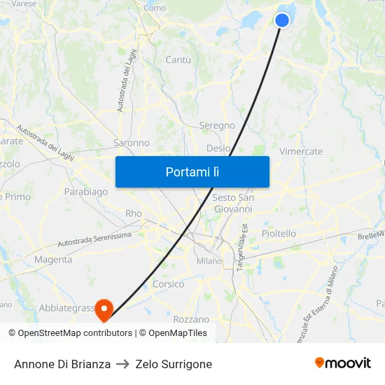 Annone Di Brianza to Zelo Surrigone map