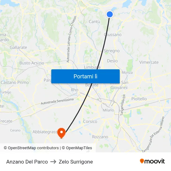 Anzano Del Parco to Zelo Surrigone map