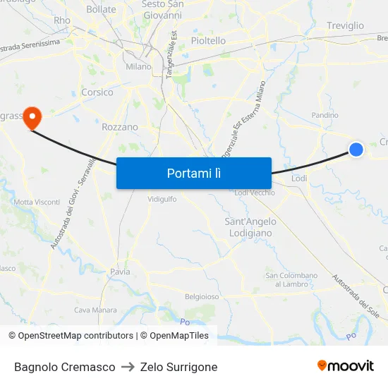 Bagnolo Cremasco to Zelo Surrigone map