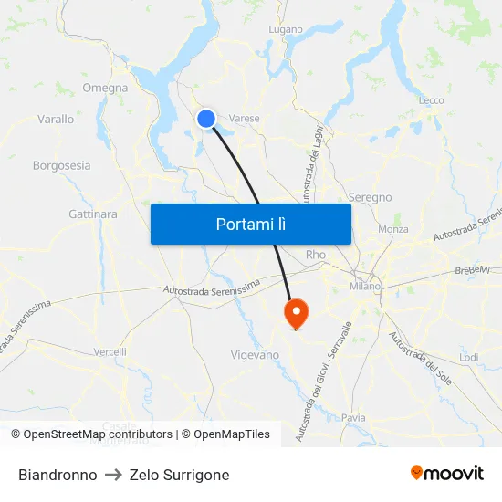 Biandronno to Zelo Surrigone map