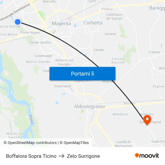 Boffalora Sopra Ticino to Zelo Surrigone map
