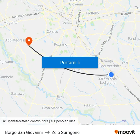 Borgo San Giovanni to Zelo Surrigone map