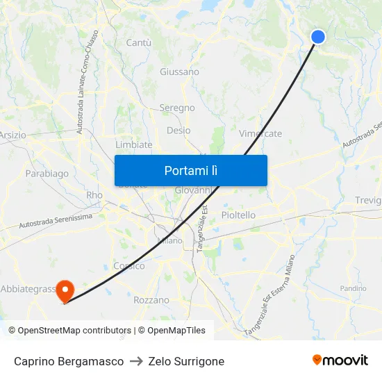 Caprino Bergamasco to Zelo Surrigone map