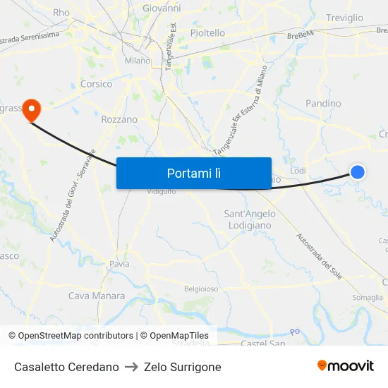 Casaletto Ceredano to Zelo Surrigone map