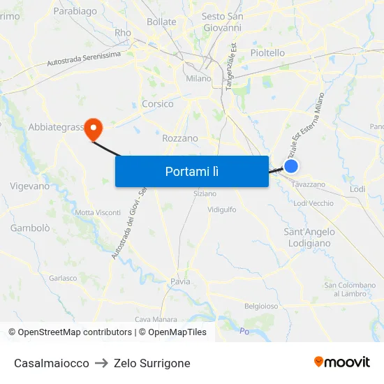 Casalmaiocco to Zelo Surrigone map