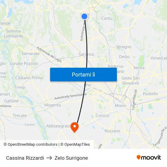 Cassina Rizzardi to Zelo Surrigone map
