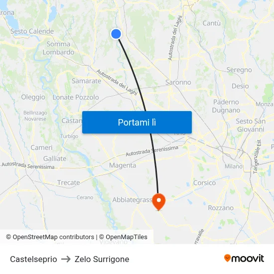 Castelseprio to Zelo Surrigone map