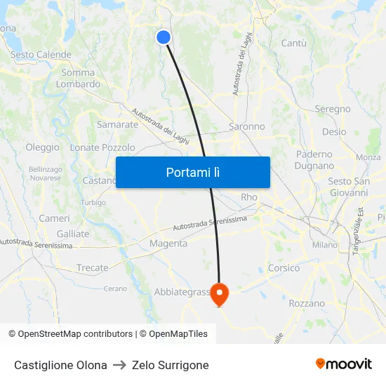 Castiglione Olona to Zelo Surrigone map