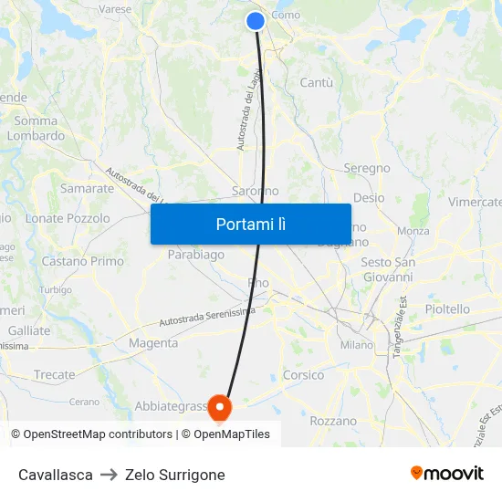 Cavallasca to Zelo Surrigone map