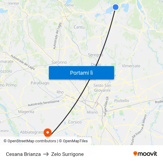 Cesana Brianza to Zelo Surrigone map