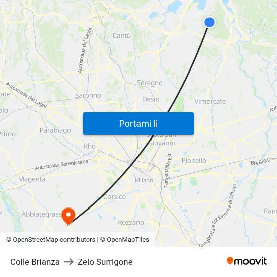 Colle Brianza to Zelo Surrigone map