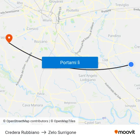 Credera Rubbiano to Zelo Surrigone map