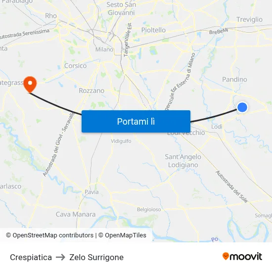 Crespiatica to Zelo Surrigone map