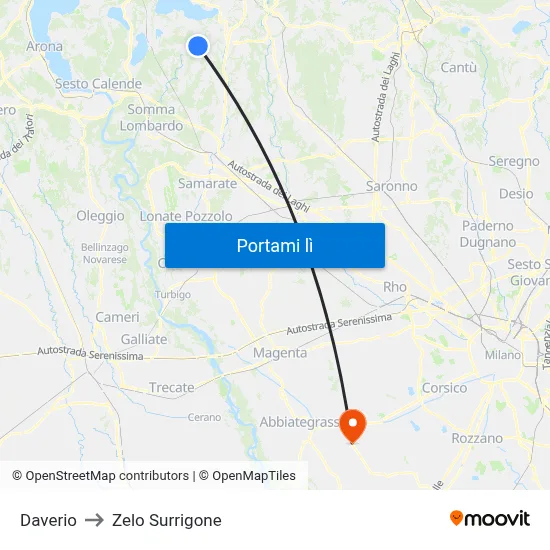 Daverio to Zelo Surrigone map