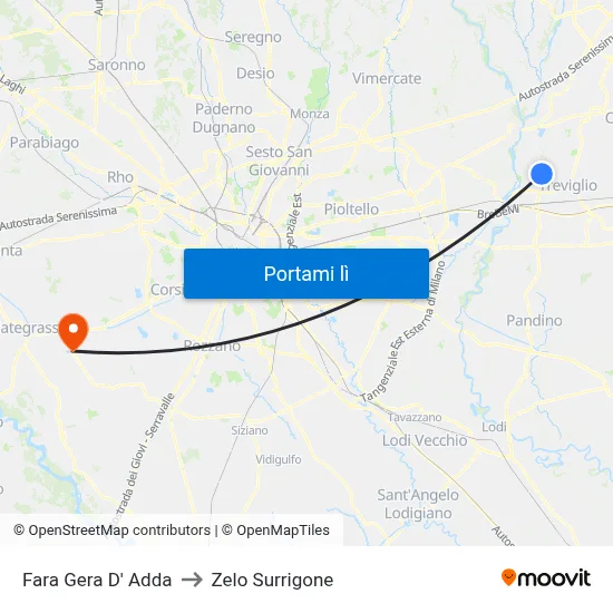Fara Gera D' Adda to Zelo Surrigone map