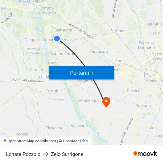 Lonate Pozzolo to Zelo Surrigone map