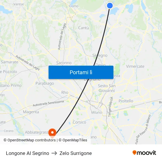 Longone Al Segrino to Zelo Surrigone map