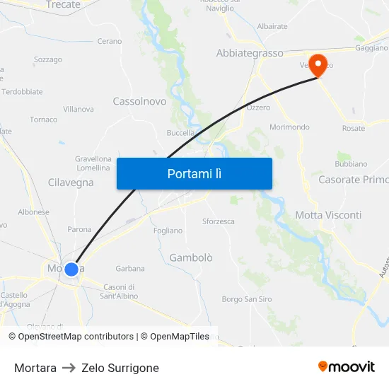 Mortara to Zelo Surrigone map