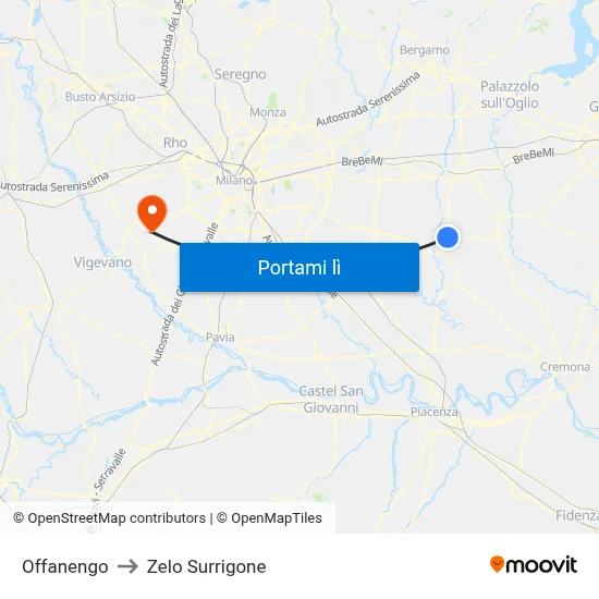 Offanengo to Zelo Surrigone map