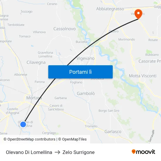 Olevano Di Lomellina to Zelo Surrigone map