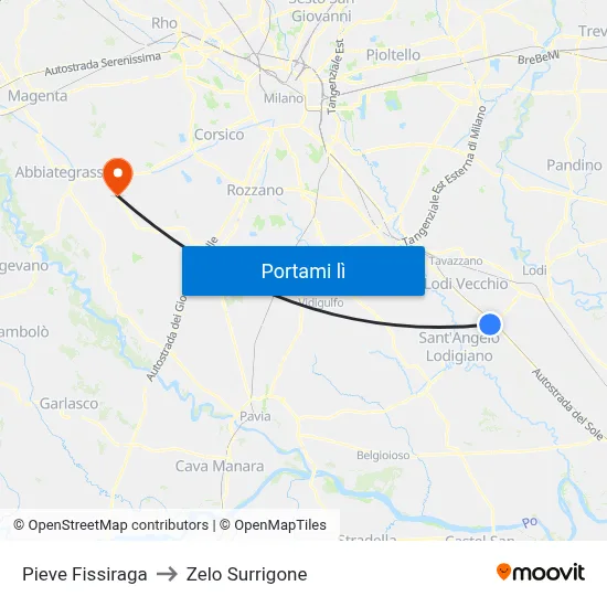 Pieve Fissiraga to Zelo Surrigone map