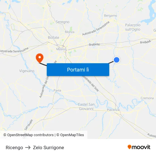 Ricengo to Zelo Surrigone map
