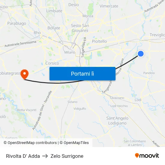 Rivolta D' Adda to Zelo Surrigone map